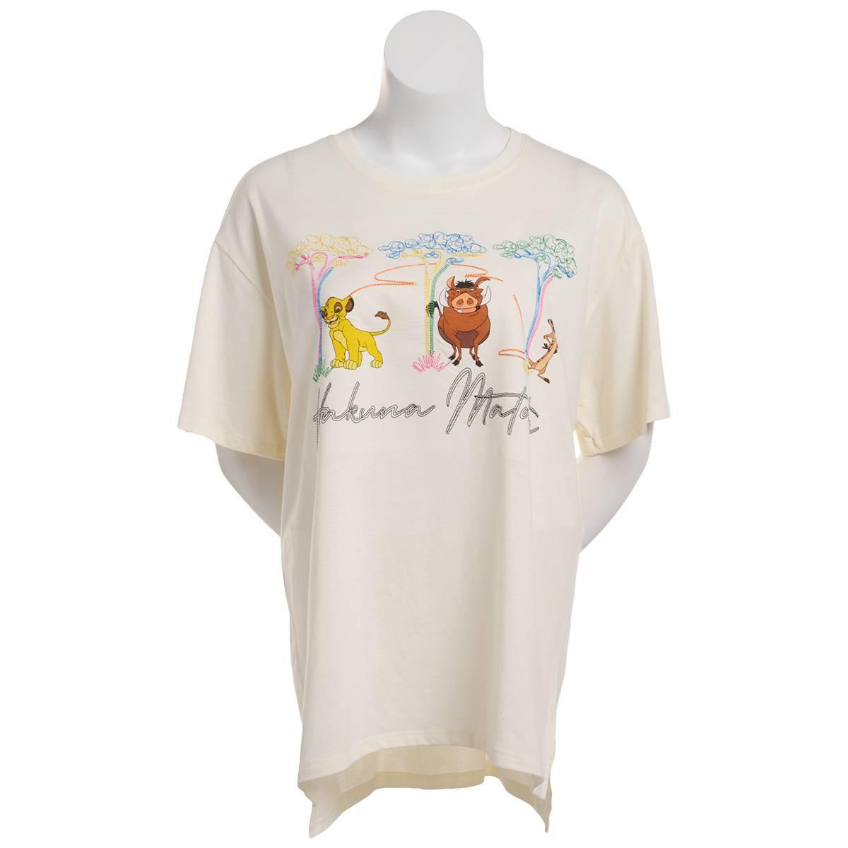 Juniors Plus Freeze Lion King Embroidered Boyfriend Graphic Tee