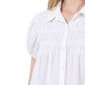 Womens NY Collection Short Sleeve Solid Smock Button Front Blouse - image 4