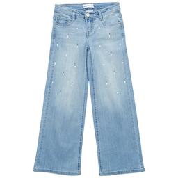 Girls (7-16) Blue Spice Wide Leg Jeans w/ Pearls & Bling