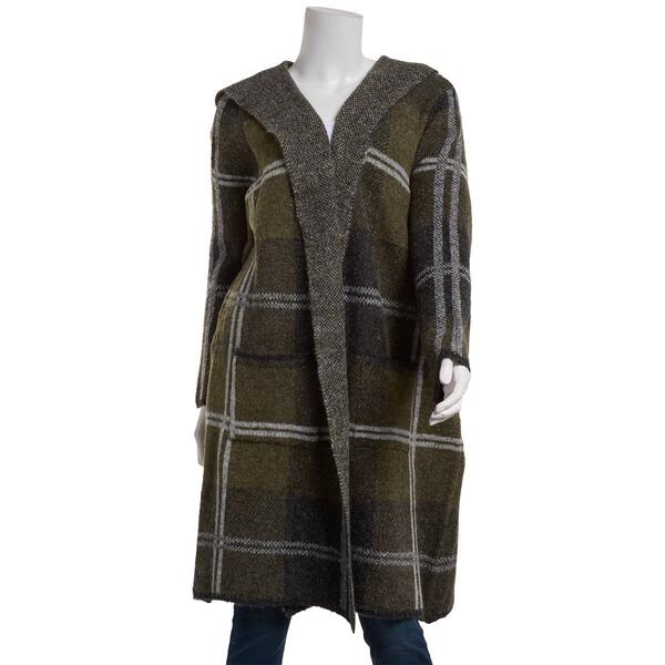 Womens Joseph A. Long Sleeve Oregon Plaid Hooded Coatigan - image 