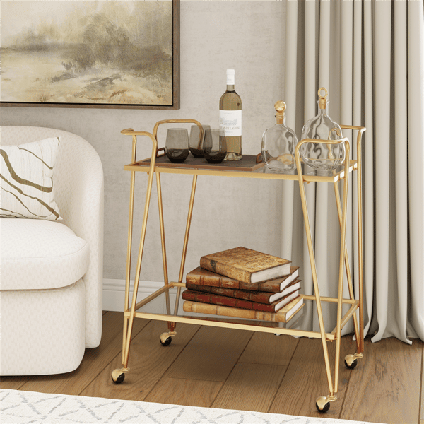 Linon Home Decor Ellie Gold Bar Cart