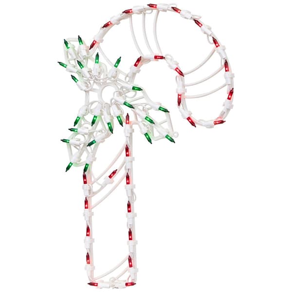 Northlight Seasonal 18in. Pre-Lit Candy Cane w/ Holly Silhouette