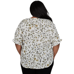 Plus Size Emaline La Vita Costiera Elbow Sleeve Floral Blouse