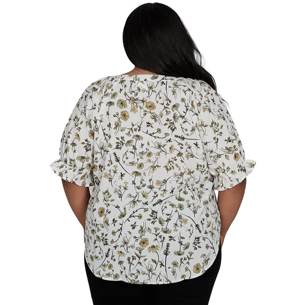 Plus Size Emaline La Vita Costiera Elbow Sleeve Floral Blouse