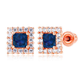 Gemstone Classics&#40;tm&#41; Rose Gold 3mm Blue Sapphire Earrings