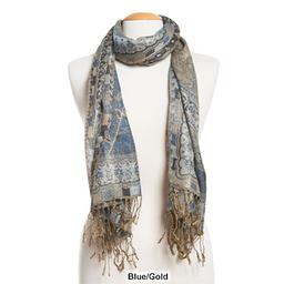 Womens Lurex Paisley Jacquard Pashmina Style Scarf