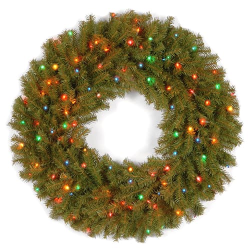 National Tree 36in. Multi-Color Light Norwood Fir Wreath - image 