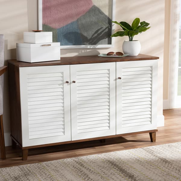 Baxton Studio Coolidge 8 Shelf Wood Shoe Storage Cabinet