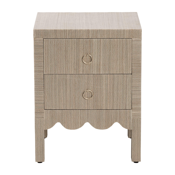 bali & pari Juniper Grasscloth Nightstand with Scalloped Base