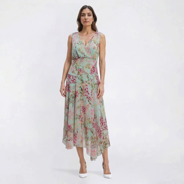 Womens Connected Apparel Sleeveless Floral Midi Dress