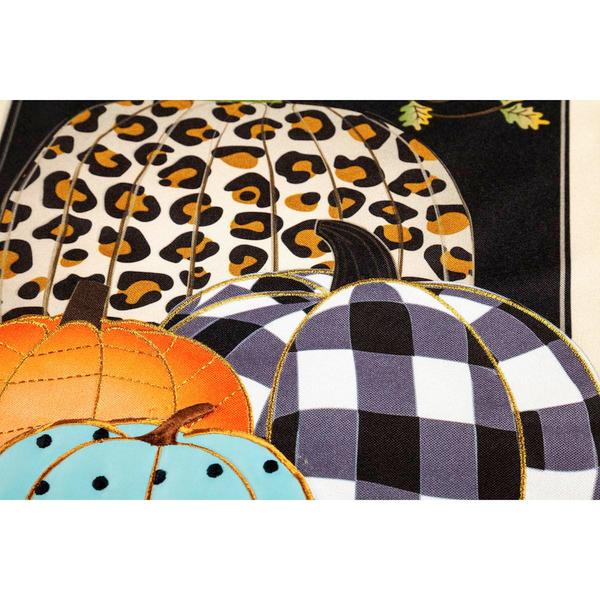 Evergreen Mixed Print Pumpkins Garden Linen Flag
