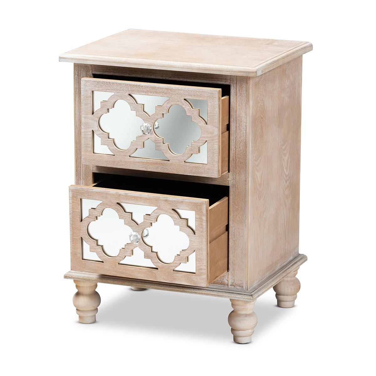 Baxton Studio Celia Rustic French Country 2 Drawer Nightstand