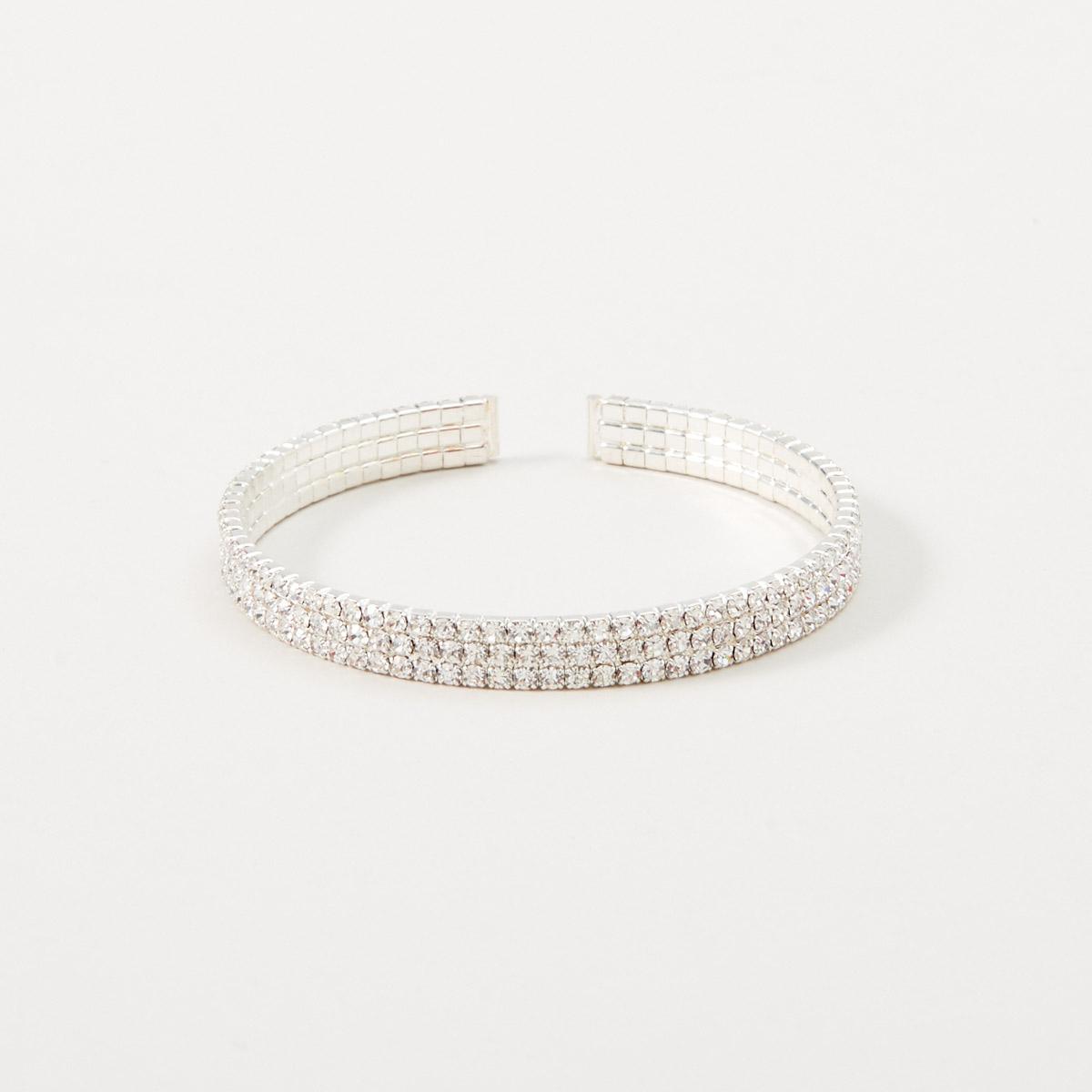 Rosa Rhinestones Mini Rows Rhinestone Cuff Bracelet
