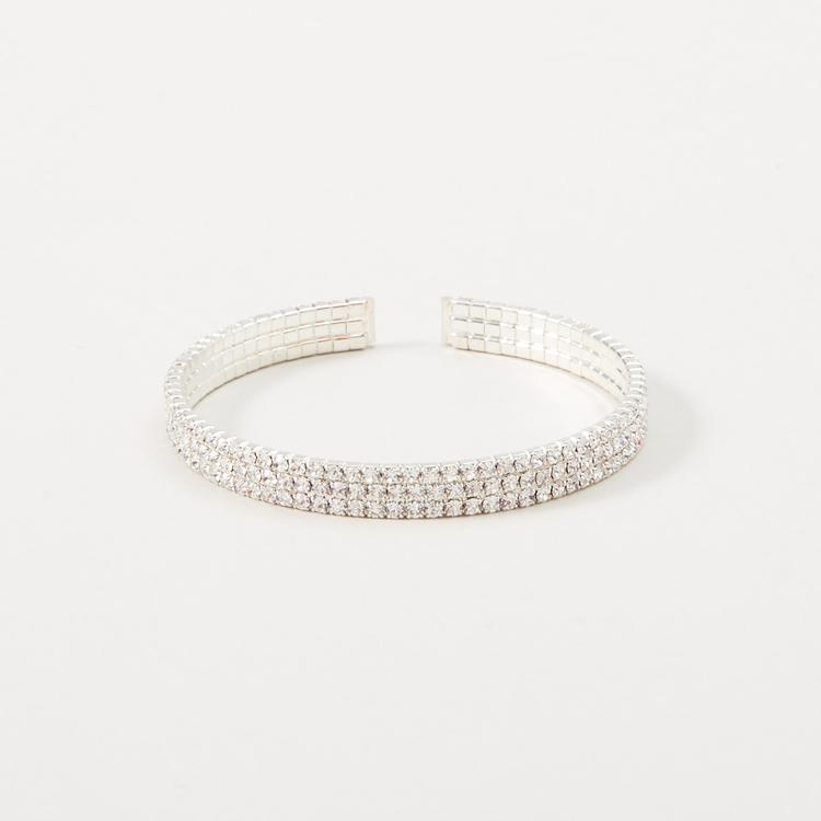Rosa Rhinestones Mini Rows Rhinestone Cuff Bracelet