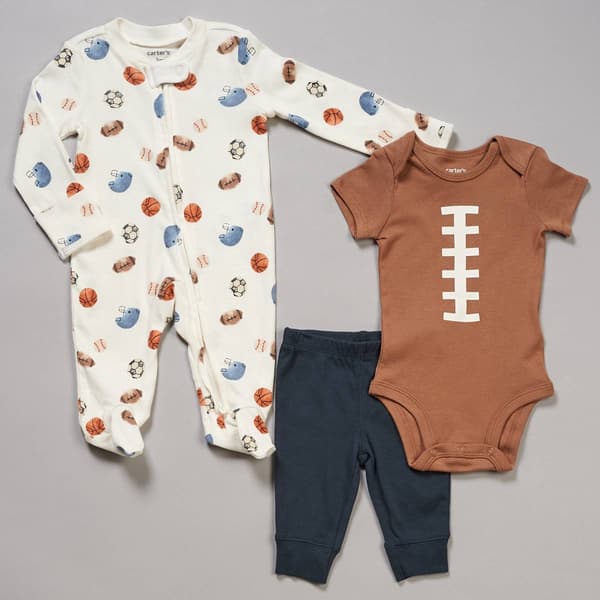 Baby Boy (NB-9M) Carters(R) 3pc. Football Sports Sleeper Set - image 