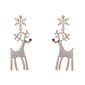 Crystal Reindeer with Red Stone Nose on Gold Snowflake - image 1