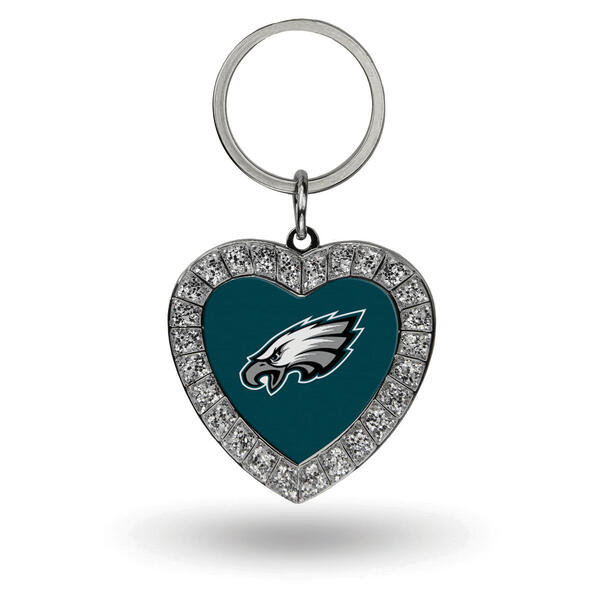 NFL Philadelphia Eagles Rhinestone Heart Keychain - image 