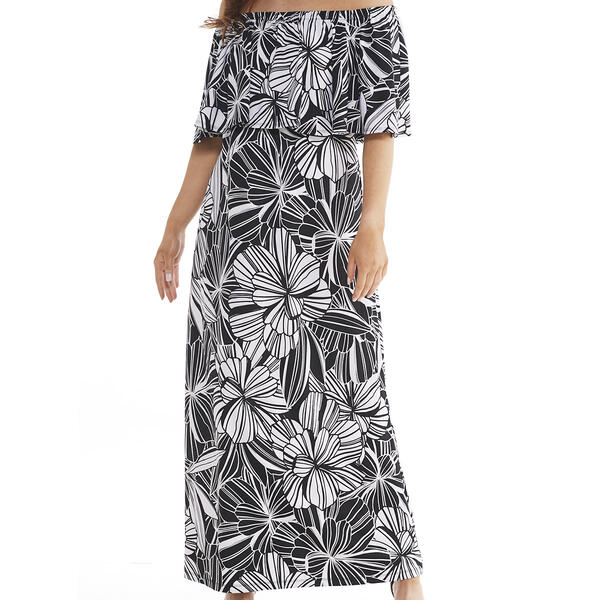 Plus Size Ellen Weaver Off-The-Shoulder Puff Maxi Dress