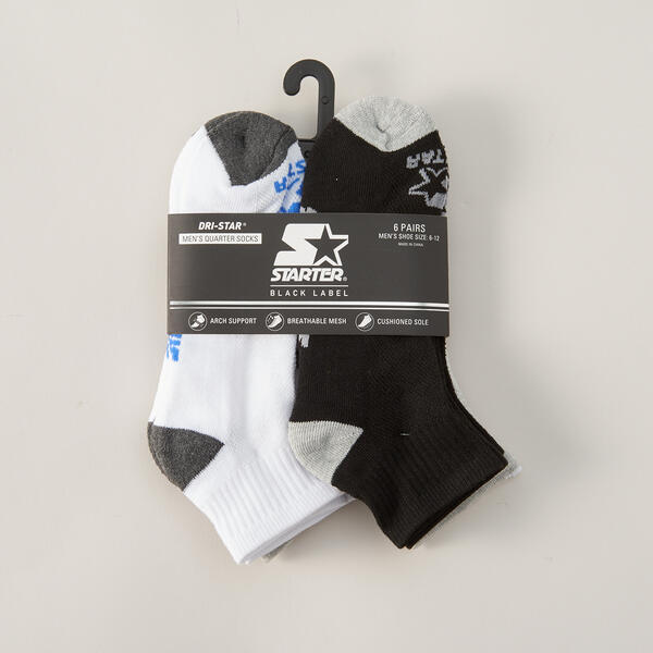 Mens Starter 6 Pair Pack Quarter Socks - image 