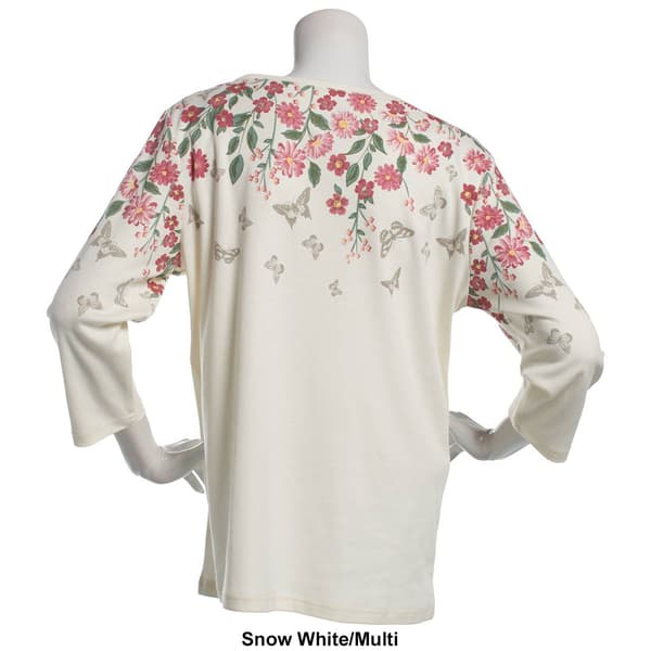 Petite Hasting & Smith 3/4 Sleeve Floral Boat Neck Tee