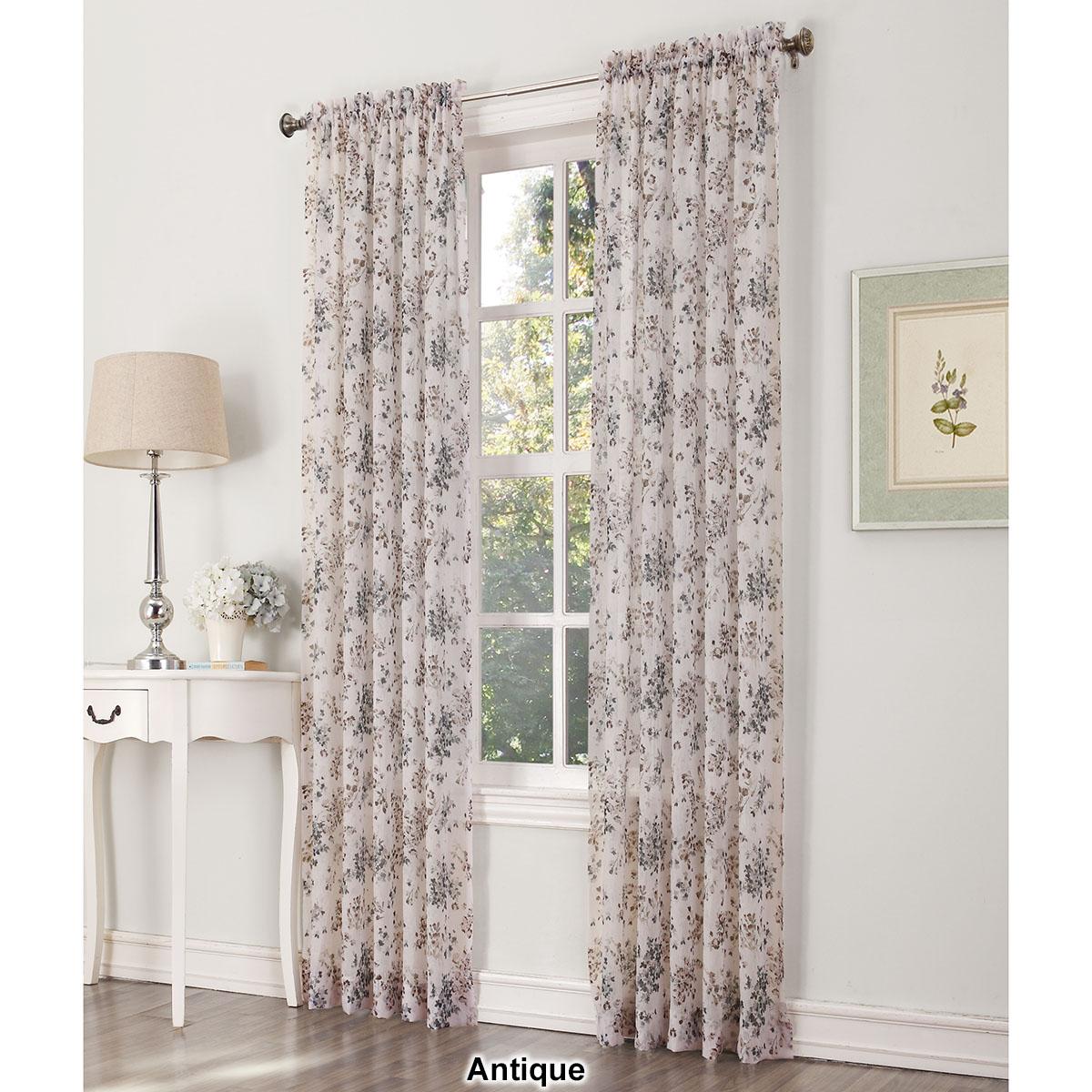 Athena Crushed Voile Floral Curtain Panel