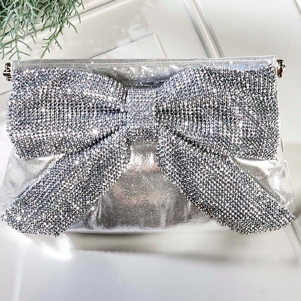 Womens Jessica McClintock Vivienne Bow Clutch Evening Bag