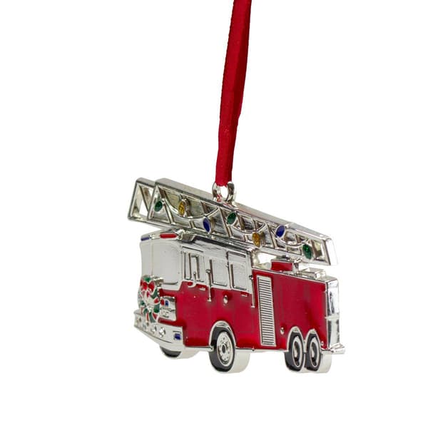Northlight Seasonal Silver Plated Fire Truck Christmas Ornament