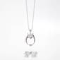 Silver-Tone CZ Owl Pendant & Earring Set - image 1