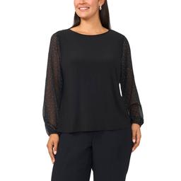 Plus Size MSK Long Sleeve Nailhead Trim Sleeve ITY Top