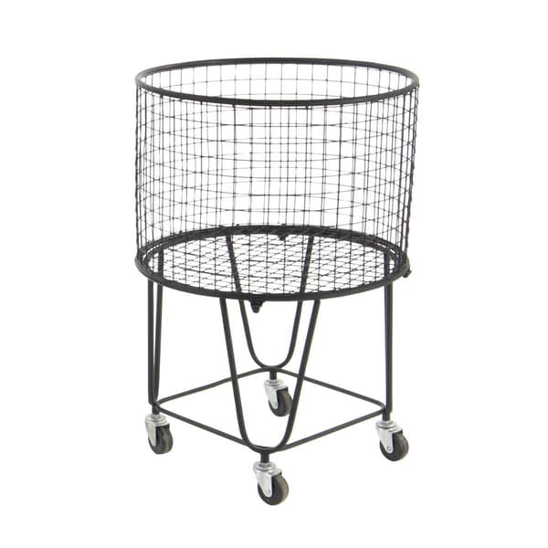CosmoLiving by Cosmopolitan Black Industrial Metal Laundry Cart