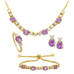 Gianni Argento Gold Plated Amethyst Round 4pc. Set