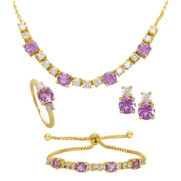Gianni Argento Gold Plated Amethyst Round 4pc. Set - image 