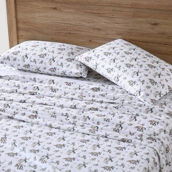 Eddie Bauer Woodland Friends Cotton Flannel Sheet Set - image 