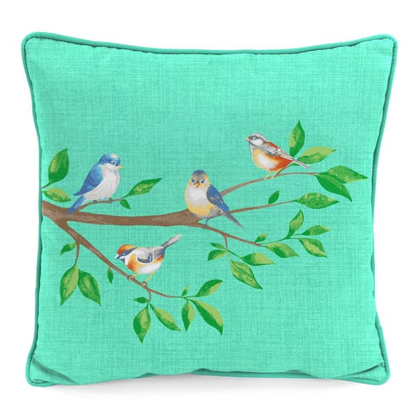 Jordan Manufacturing Teal Birds Outdoor Throw Pillow - image 