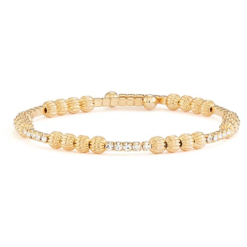 14kt. Gold Plated Crystal & Stripe Bead Stations Bracelet