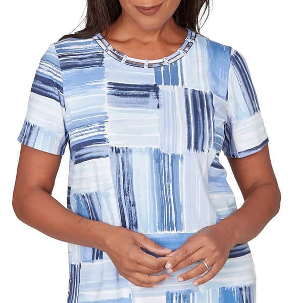 Womens Alfred Dunner Key Items Brushstroke Beaded Neck Blouse