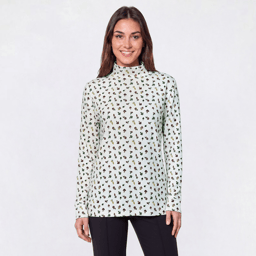 Womens Hasting & Smith Long Sleeve Mock Neck Mushroom Tee