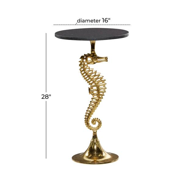 9th & Pike® Gold Aluminum Coastal Accent Table