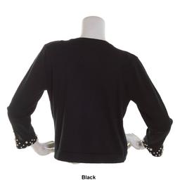 Womens Nina Leonard Long Sleeve Pearl Trim Cuff Shrug