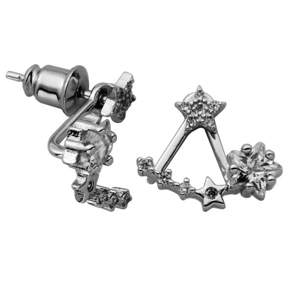 Cubic Zirconia Star Stud Earrings with Jacket - image 