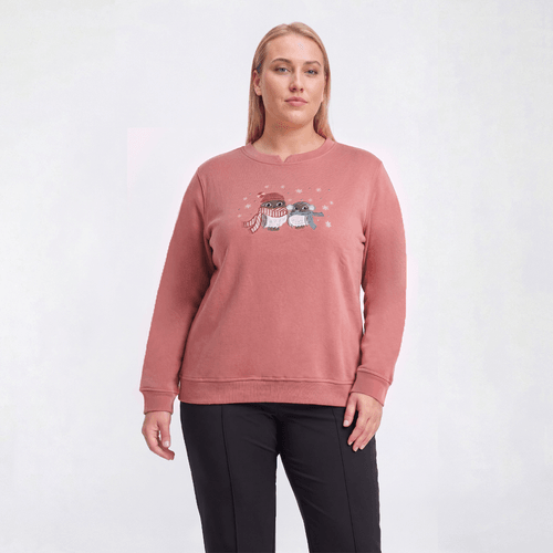 Plus Size Hasting & Smith Snow Owls Sweatshirt - image 