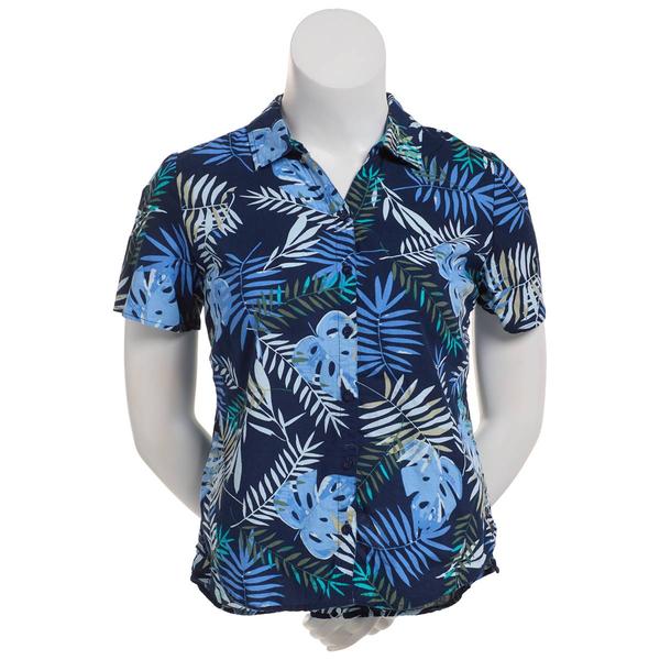 Womens Erica Hayden Short Sleeve Collar Floral Casual Button Down