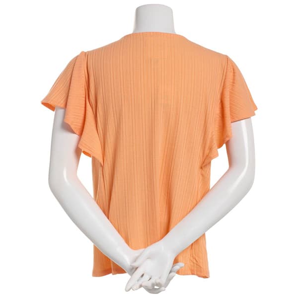 Womens New York Laundry Multi Rib Sleeveless Tee - Melon Coral