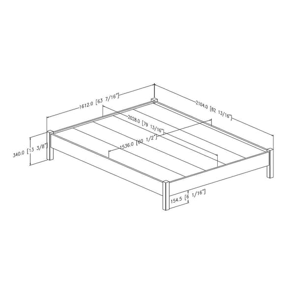 South Shore Lensky Queen Platform Bed On Legs