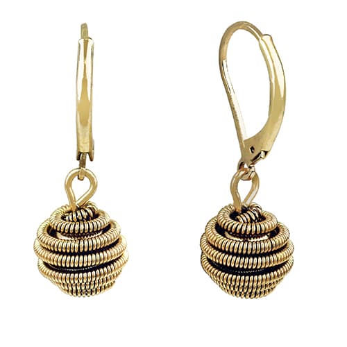 Roman Gold-Tone Jute Bead Leverback Earrings - image 