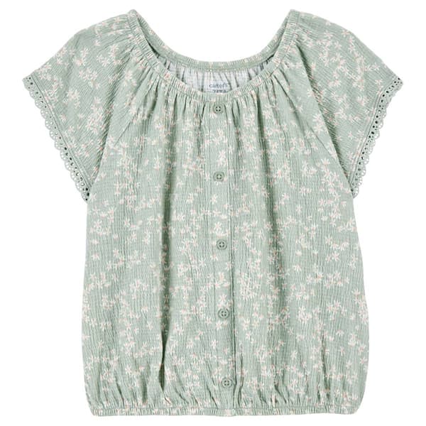 Girls Carter''s&#40;R&#41; Knit Gauze Floral Eyelet Top