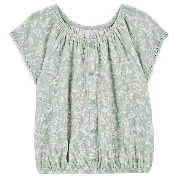 Girls Carter''s&#40;R&#41; Knit Gauze Floral Eyelet Top - image 