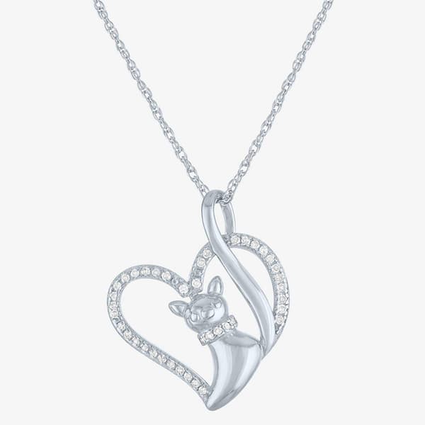 Nova Star(R) Sterling Silver Lab Grown Diamond Cat Heart Pendant - image 