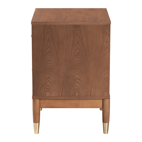Baxton Studio Mandolin Ash Walnut Wood 2-Drawer Nightstand
