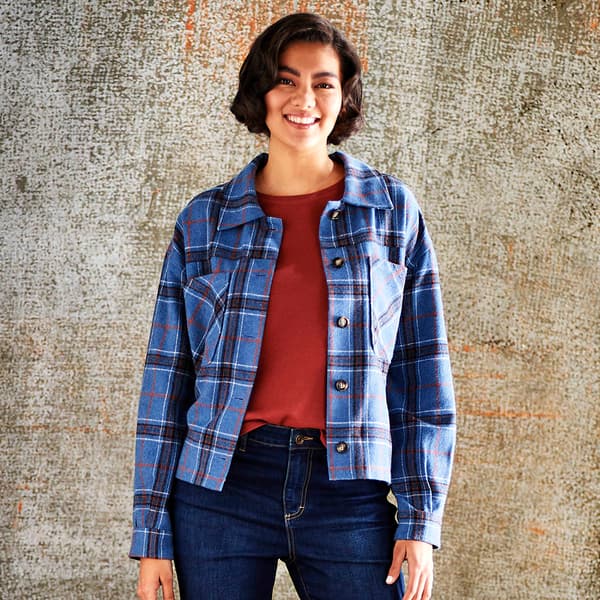 Plus Size Architect&#40;R&#41; Long Sleeve Flannel Plaid Shacket